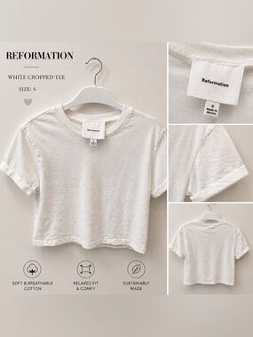 Reformation White Crewneck Tee